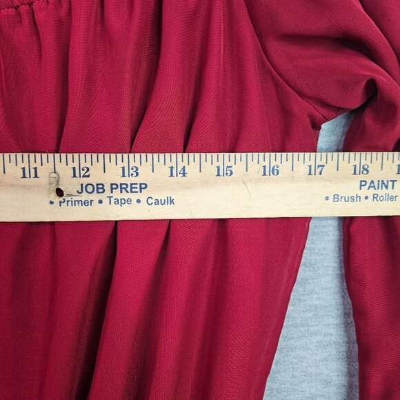 Lulu's Red Ruffle Hem Off the Shoulder Long Sleeve Jumpsuit Women's Size XL - Picture 7 of 8